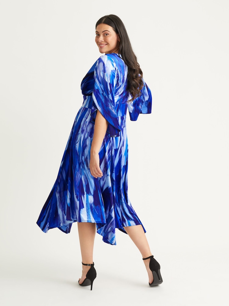 Scarlett & Jo Blue Velvet Kimono Hanky Hem Dress - Image 2 of 4
