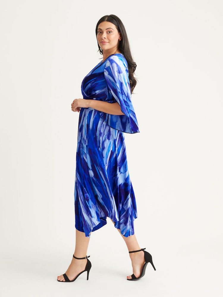 Scarlett & Jo Blue Velvet Kimono Hanky Hem Dress - Image 3 of 4