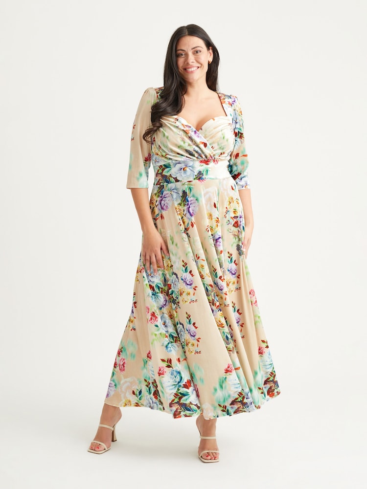 Scarlett & Jo Cream Elizabeth Velvet Maxi Gown - Image 1 of 4