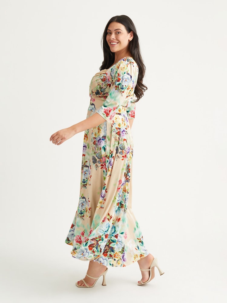Scarlett & Jo Cream Elizabeth Velvet Maxi Gown - Image 3 of 4