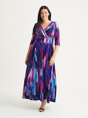 Scarlett & Jo Purple Multi Print Verity Maxi Gown - Image 1 of 4