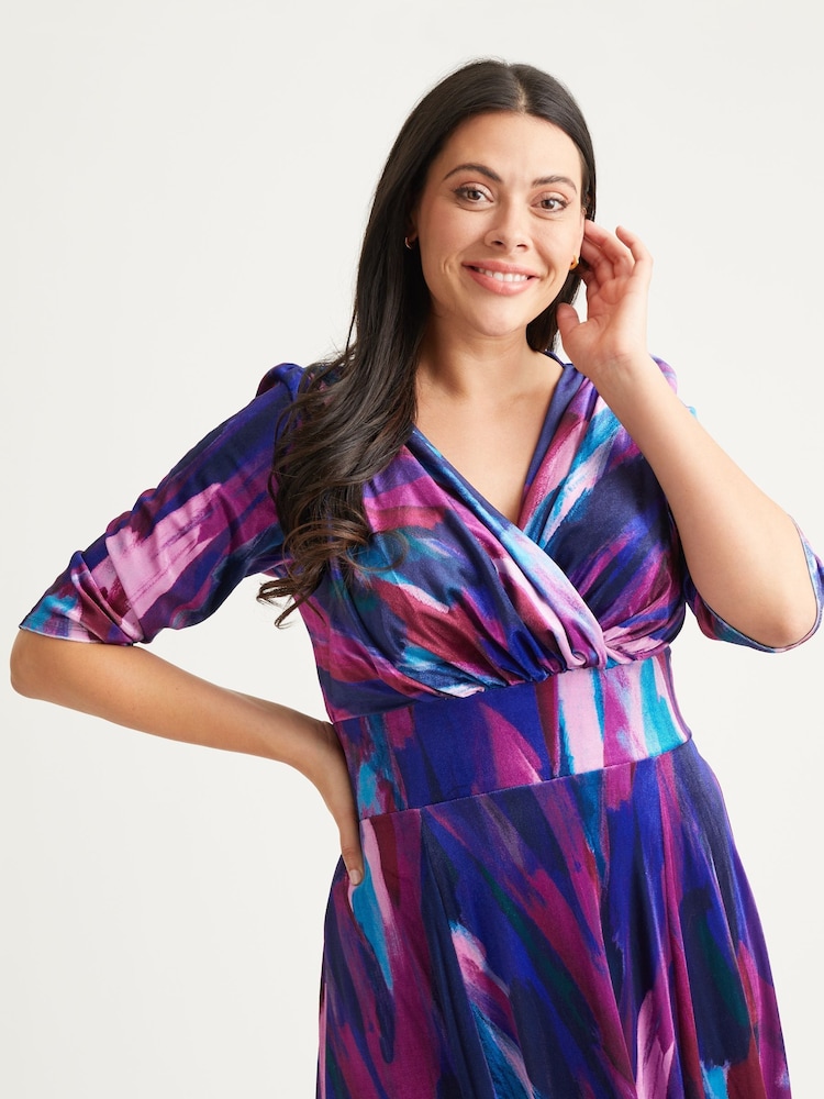 Scarlett & Jo Purple Multi Print Verity Maxi Gown - Image 4 of 4