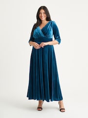 Scarlett & Jo Teal Blue Verity Velvet Maxi Gown - Image 1 of 4