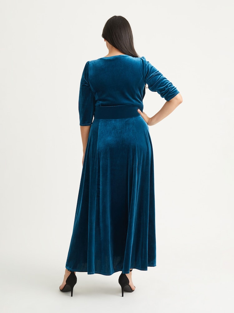 Scarlett & Jo Teal Blue Verity Velvet Maxi Gown - Image 2 of 4