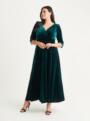 Scarlett & Jo Forest Green Verity Velvet Maxi Gown - Image 1 of 4