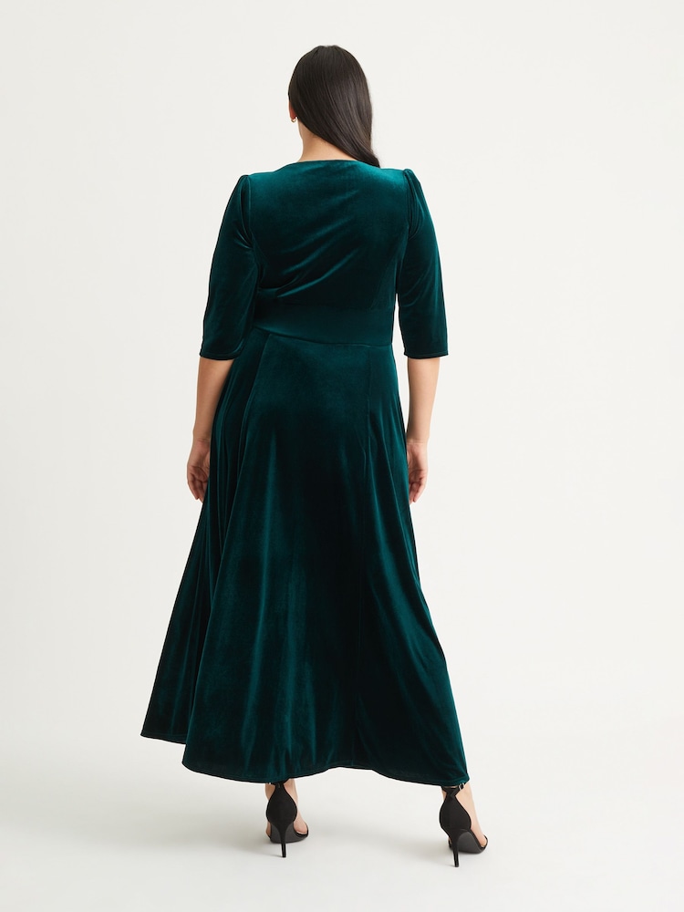 Scarlett & Jo Forest Green Verity Velvet Maxi Gown - Image 2 of 4