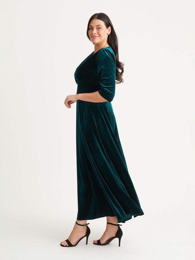 Scarlett & Jo Forest Green Verity Velvet Maxi Gown - Image 3 of 4