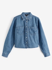 Mid Blue Denim Cropped Denim Shirt - Image 6 of 7