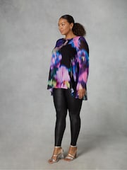 Live Unlimited Black Curve Multi Floral Print Chiffon High Low Top - Image 1 of 6