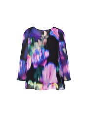 Live Unlimited Black Curve Multi Floral Print Chiffon High Low Top - Image 6 of 6