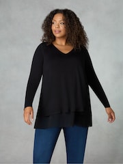 Live Unlimited Black Curve Split Back Overlay Tunic - Image 1 of 4