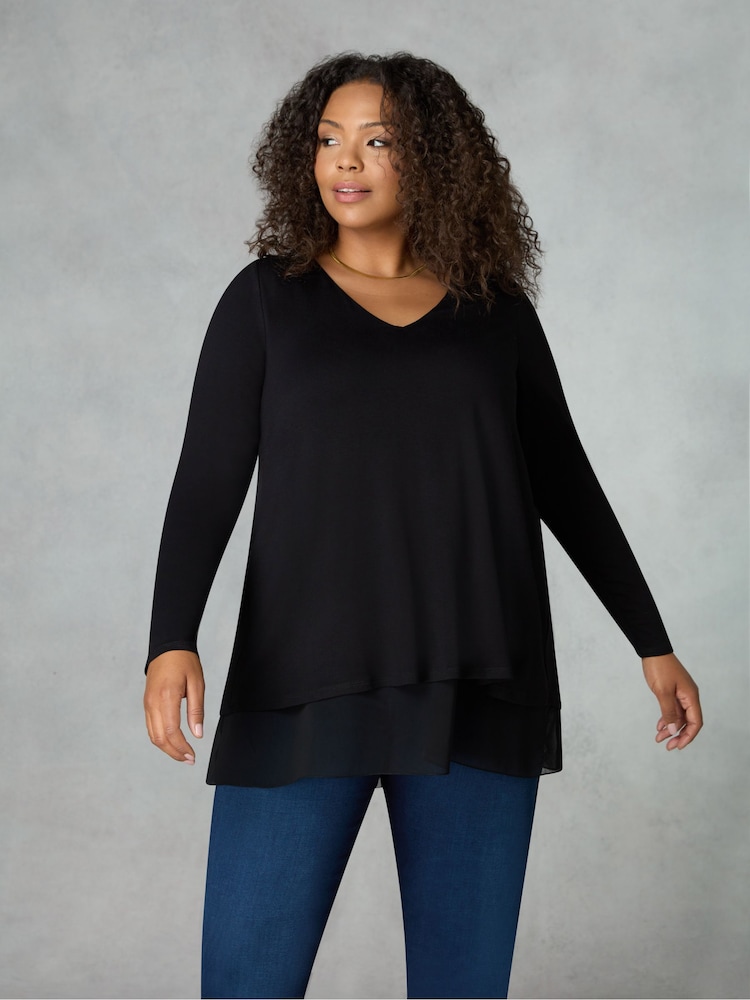 Live Unlimited Black Curve Split Back Overlay Tunic - Image 1 of 4