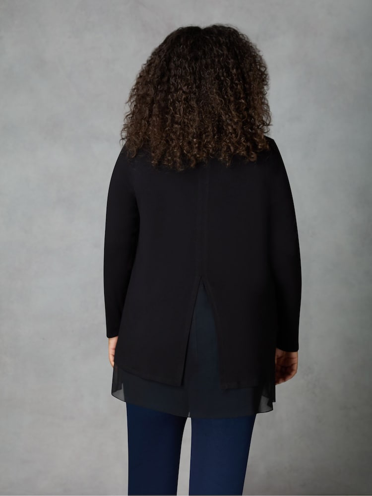 Live Unlimited Black Curve Split Back Overlay Tunic - Image 2 of 4 Live Unlimited Black Curve Split Back Overlay Tunic - Image 2 of 4