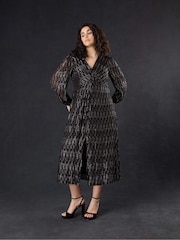 Live Unlimited Curve - Rainbow Metallic Twist Maxi Black Dress - Image 1 of 4