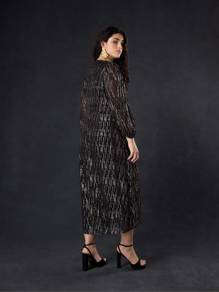 Live Unlimited Curve - Rainbow Metallic Twist Maxi Black Dress - Image 2 of 4