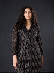 Live Unlimited Curve - Rainbow Metallic Twist Maxi Black Dress - Image 3 of 4