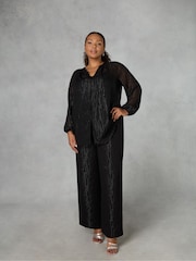 Live Unlimited Black Shimmer Chiffon Button Through Blouse - Image 3 of 6