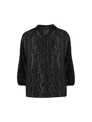 Live Unlimited Black Shimmer Chiffon Button Through Blouse - Image 6 of 6