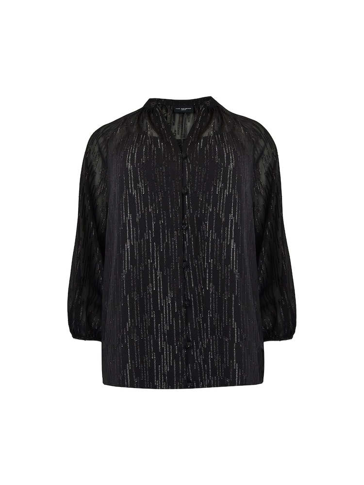 Live Unlimited Black Shimmer Chiffon Button Through Blouse - Image 6 of 6