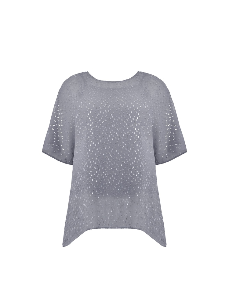 Live Unlimited Grey Metallic Dobby Overlay Top - Image 4 of 4