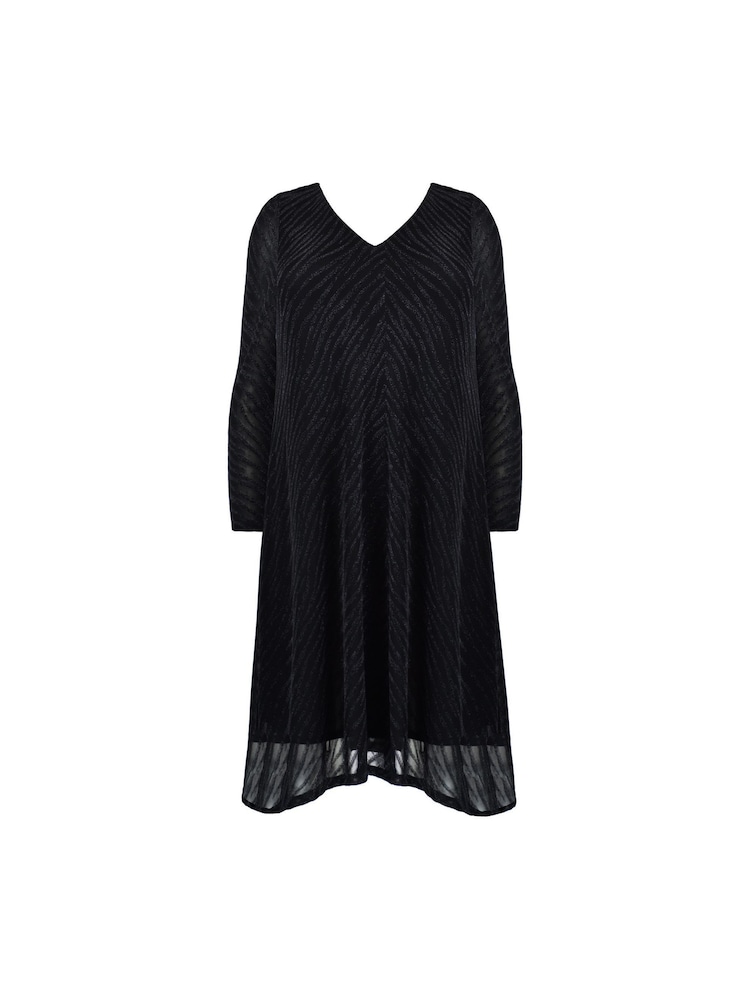 Live Unlimited Black Curve Zebra Burnout Hanky Hem Dress - Image 4 of 4