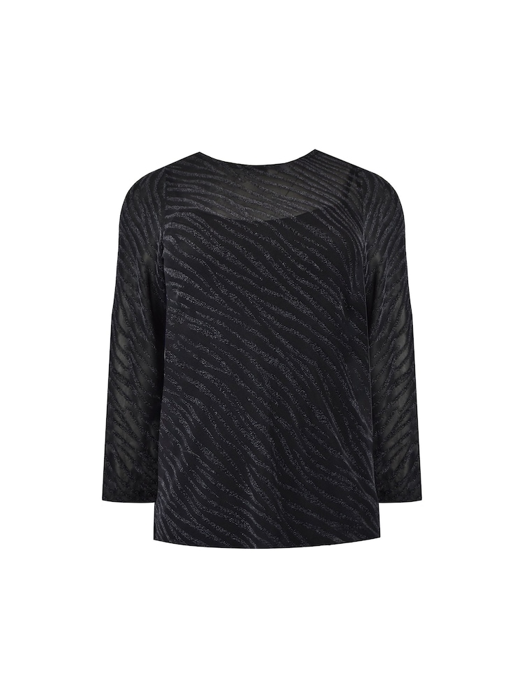 Live Unlimited Black Curve Zebra Print Burnout High Low Top - Image 4 of 4