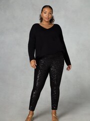 Live Unlimited Curve - Sequin Black Leggings - Image 1 of 4