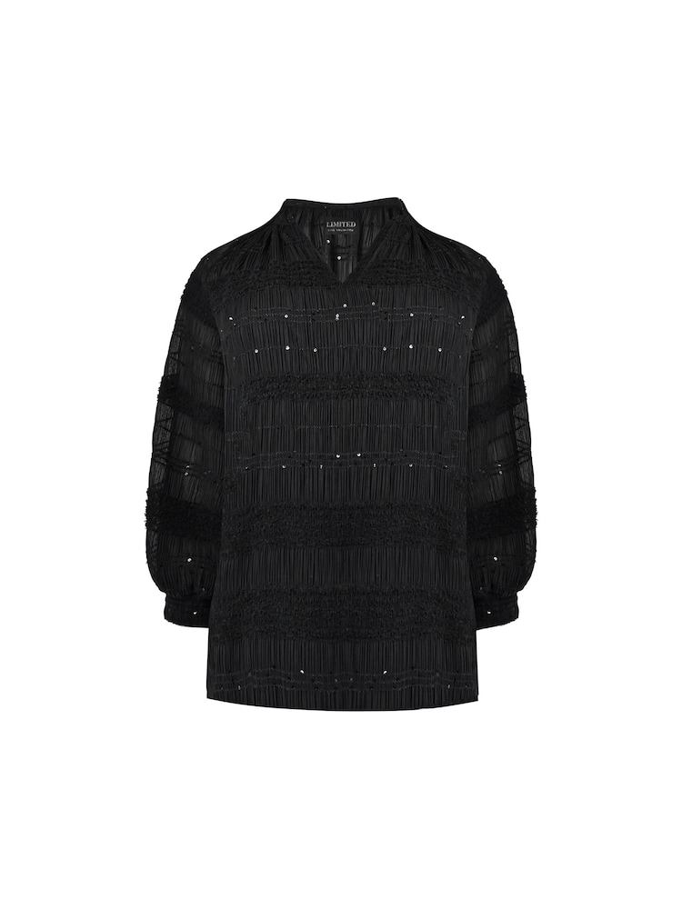 Live Unlimited Black Sequin Shirred Detail Blouse - Image 5 of 5