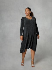 Live Unlimited Silver Curve Sparkle Jersey Hanky Hem Dress - Image 1 of 4