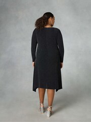 Live Unlimited Silver Curve Sparkle Jersey Hanky Hem Dress - Image 2 of 4