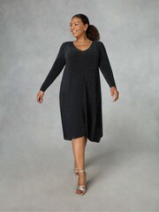 Live Unlimited Silver Curve Sparkle Jersey Hanky Hem Dress - Image 3 of 4