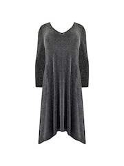 Live Unlimited Silver Curve Sparkle Jersey Hanky Hem Dress - Image 4 of 4