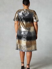 Live Unlimited Curve - Grey Sequin Flutter Sleeve Dress - Image 2 of 4