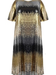 Live Unlimited Curve - Grey Sequin Flutter Sleeve Dress - Image 4 of 4