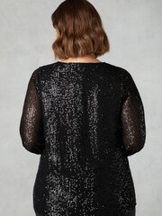 Live Unlimited Curve - Sequin V-Neck Black Blouse - Image 2 of 4