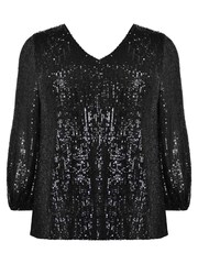 Live Unlimited Curve - Sequin V-Neck Black Blouse - Image 4 of 4