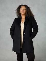 Live Unlimited Black Curve Wool Blend Short Tailored Coat - Image 1 of 5
