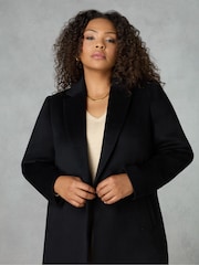 Live Unlimited Black Curve Wool Blend Short Tailored Coat - Image 3 of 5