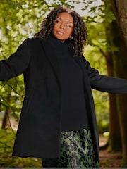 Live Unlimited Black Curve Wool Blend Short Tailored Coat - Image 4 of 5