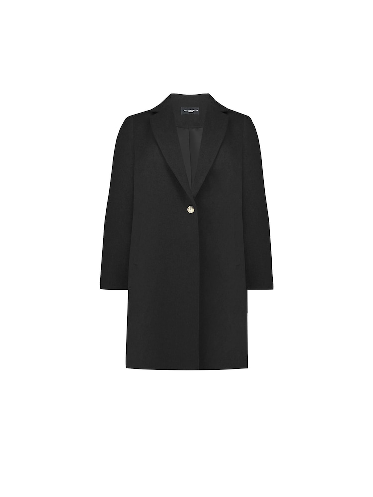 Live Unlimited Black Curve Wool Blend Short Tailored Coat - Image 5 of 5