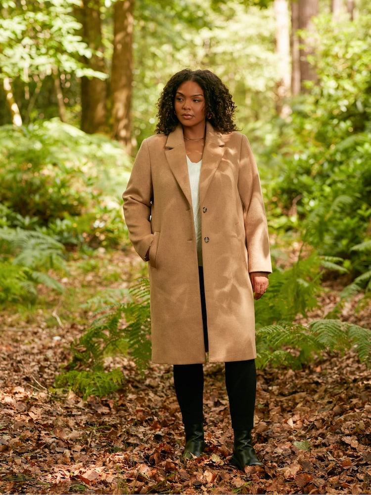 Live Unlimited Natural Curve Wool Blend Long Tailored Coat - Image 1 of 7