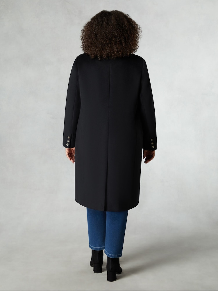 Live Unlimited Black Curve Wool Blend Long Tailored Coat - Image 2 of 4