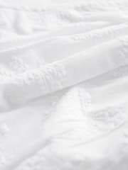 White 100% Cotton Broderie V-Neck Lace Detail Short Sleeve Top - Image 6 of 6