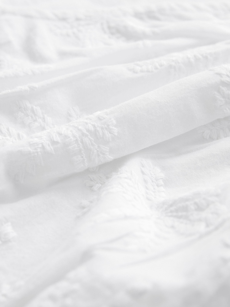 White 100% Cotton Broderie V-Neck Lace Detail Short Sleeve Top - Image 6 of 6