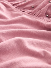 Pink Sparkle 100% Cotton Sparkle Stud Ruffle Sleeve T-Shirt - Image 6 of 6