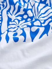Blau/Weiß - Kurzärmeliges T-Shirt mit Rundhalsausschnitt aus 100 % Baumwolle - Bild 5 von 5