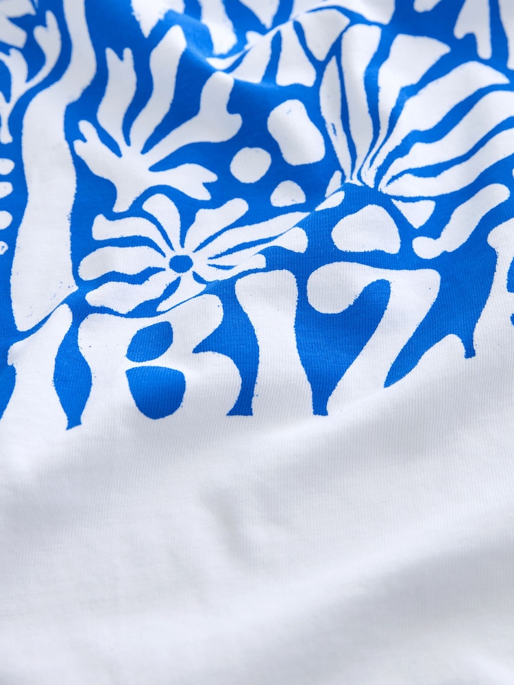 Blau/Weiß - Kurzärmeliges T-Shirt mit Rundhalsausschnitt aus 100 % Baumwolle - Bild 5 von 5