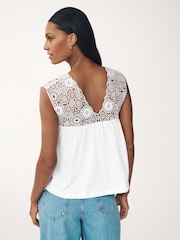 White Crochet Insert Swing Blouse - Image 5 of 7