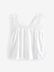 White Crochet Insert Swing Blouse - Image 6 of 7