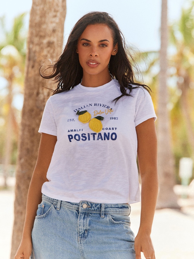 White Lemon Positano City Graphic T-Shirt - Image 1 of 7